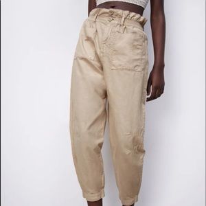 Zara Cotton Linen Paperbag Pants